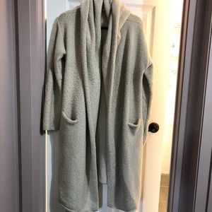 Oatmeal color sweater coat with hoodie